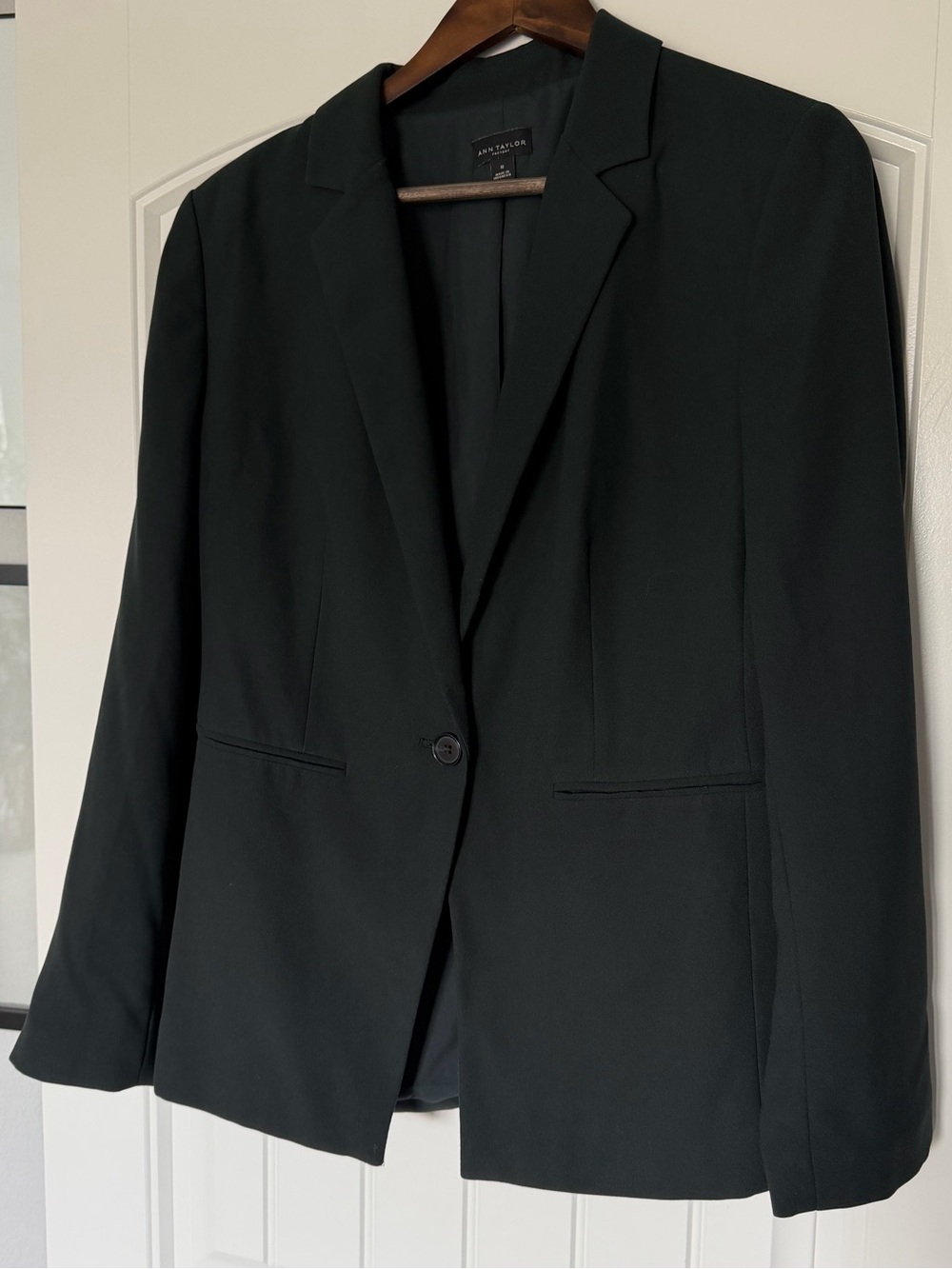 Ann Taylor Dark Green Single-Button Blazer